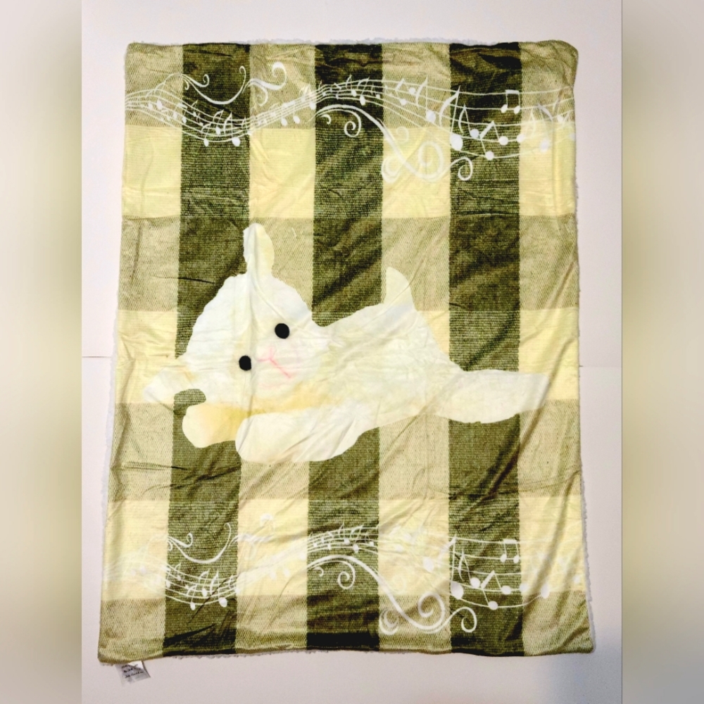 Baby Blanket Security Lovey Soft Removable Music Box Lamb Green Yellow Sherpa
